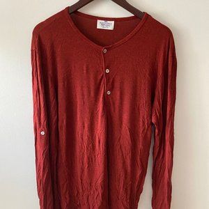 Mizzen + Main Red Mens Long Sleeve Henley